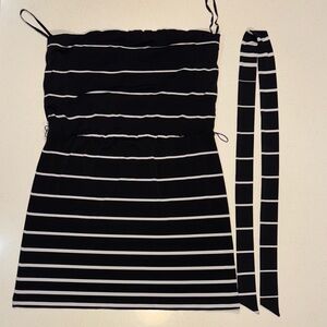 White House Black Market Black and White Striped Dress Large L